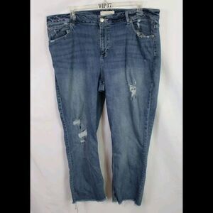 Maurices High Rise Distressed Raw Hem Jeans Stretch Denim Plus Sz 24W